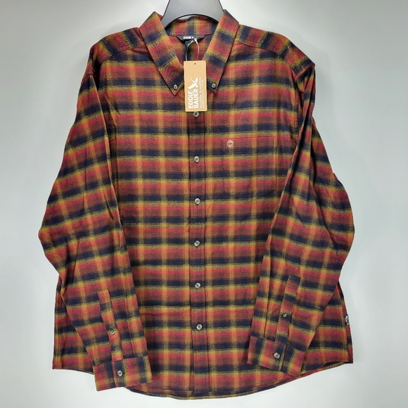 Eddie Bauer Field Flannel Long Sleeve Button Front Shirt Mens 2XL XXL Black Red - Picture 1 of 9